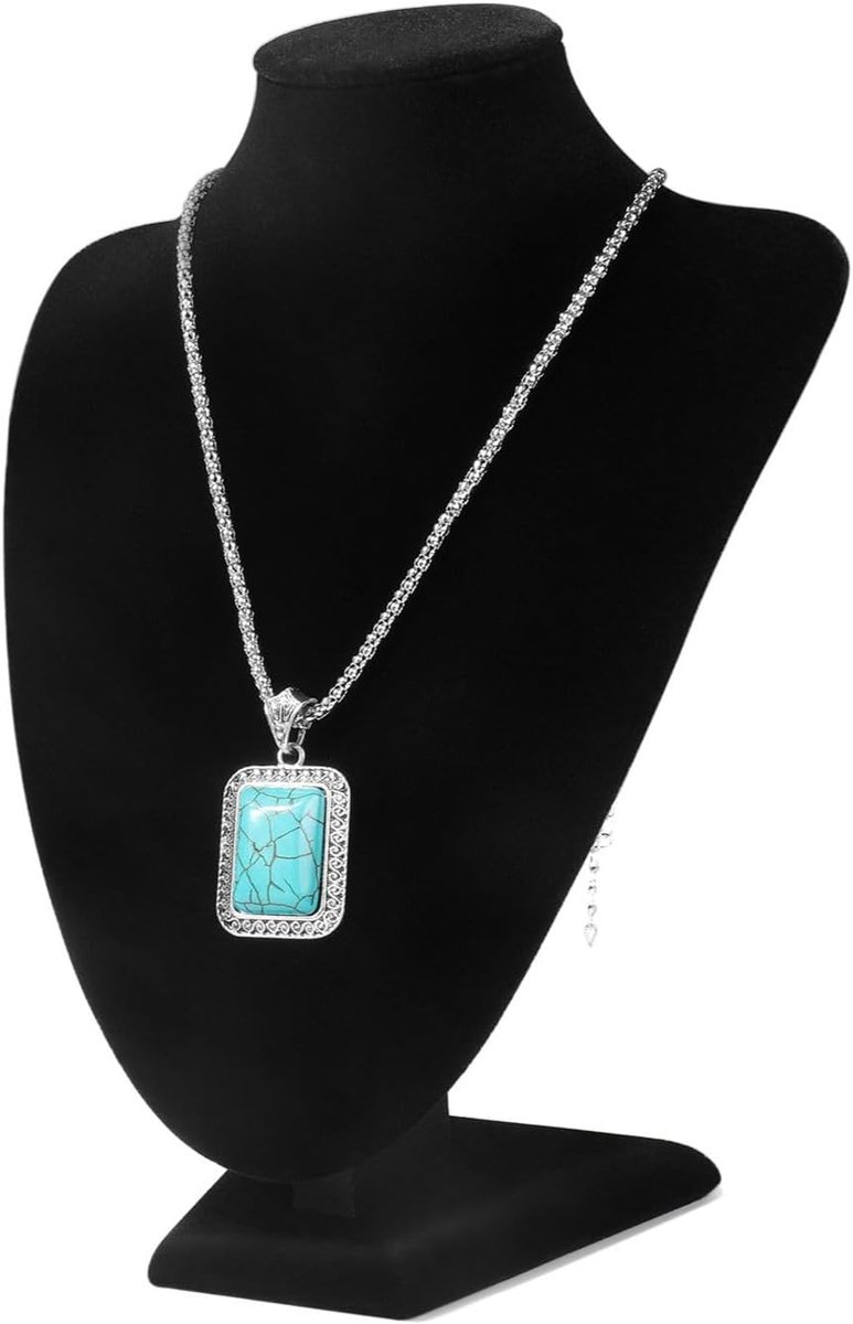 SnelShoppen - Flexzion Velvet Necklace Display Bust Stand - Vrijstaande Kettinghouder voor Hangers, Chokers, Medailles, 10 Inch Zwart - Elegante Siera