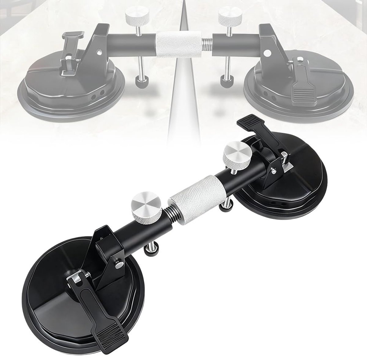 Professionele vacuüm zuignapset van 40 cm met 110 kg houdkracht voor glazen platen en tegels, ideaal spangereedschap voor vloerinstallaties en renovaties