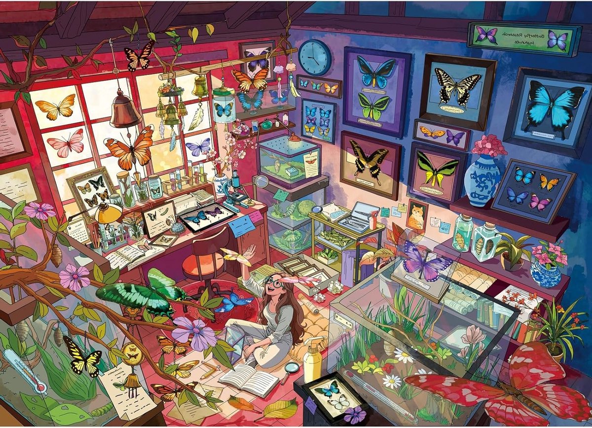 Puzzel 1000 stukjes - vlinder onderzoeksruimte - uitdagende puzzel voor volwassenen en gezinnen, perfect als wanddecoratie, woonaccessoire of cadeau voor knutselaars en puzzelliefhebbers