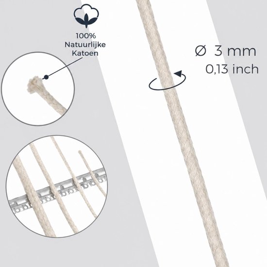 2 Meter Ronde Katoenen Lont 3mm voor Olielampen en Petroleumlampen — afbeelding 2