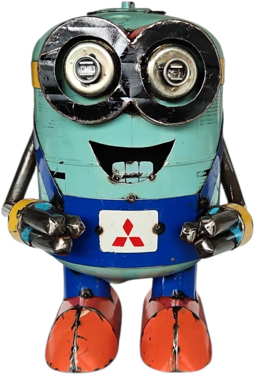 Metalen Robotfiguur Gerecycled 46cm | Handgemaakt Decoratief Beeld | Industrieel Design Indonesië