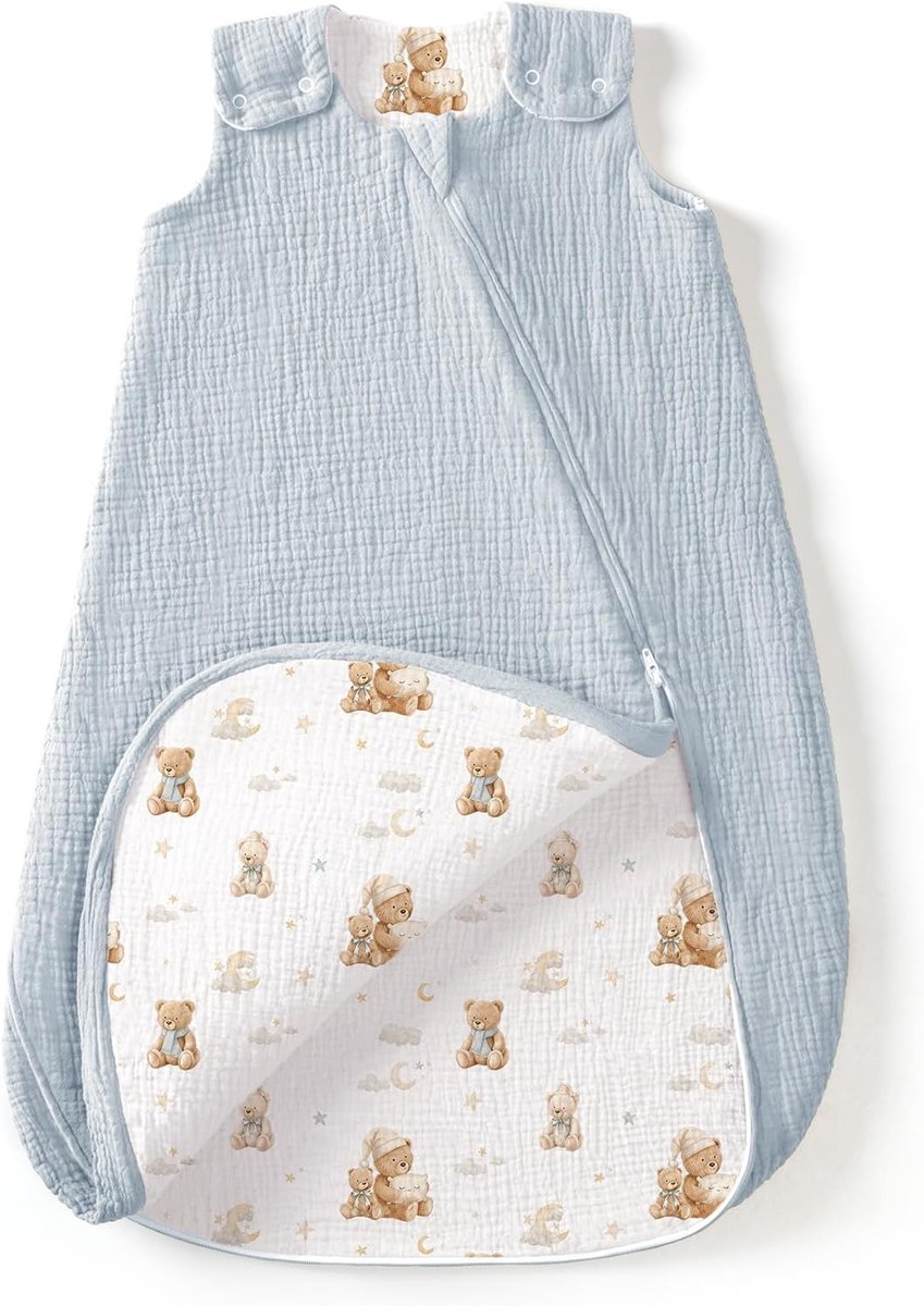 SnelShoppen - Muslin Baby Slaapzak 70 cm - Dubbele Laag Katoen voor 3-9 maanden - Comfortabele Slapen voor Jongens en Meisjes - Voor Alle Seizoenen