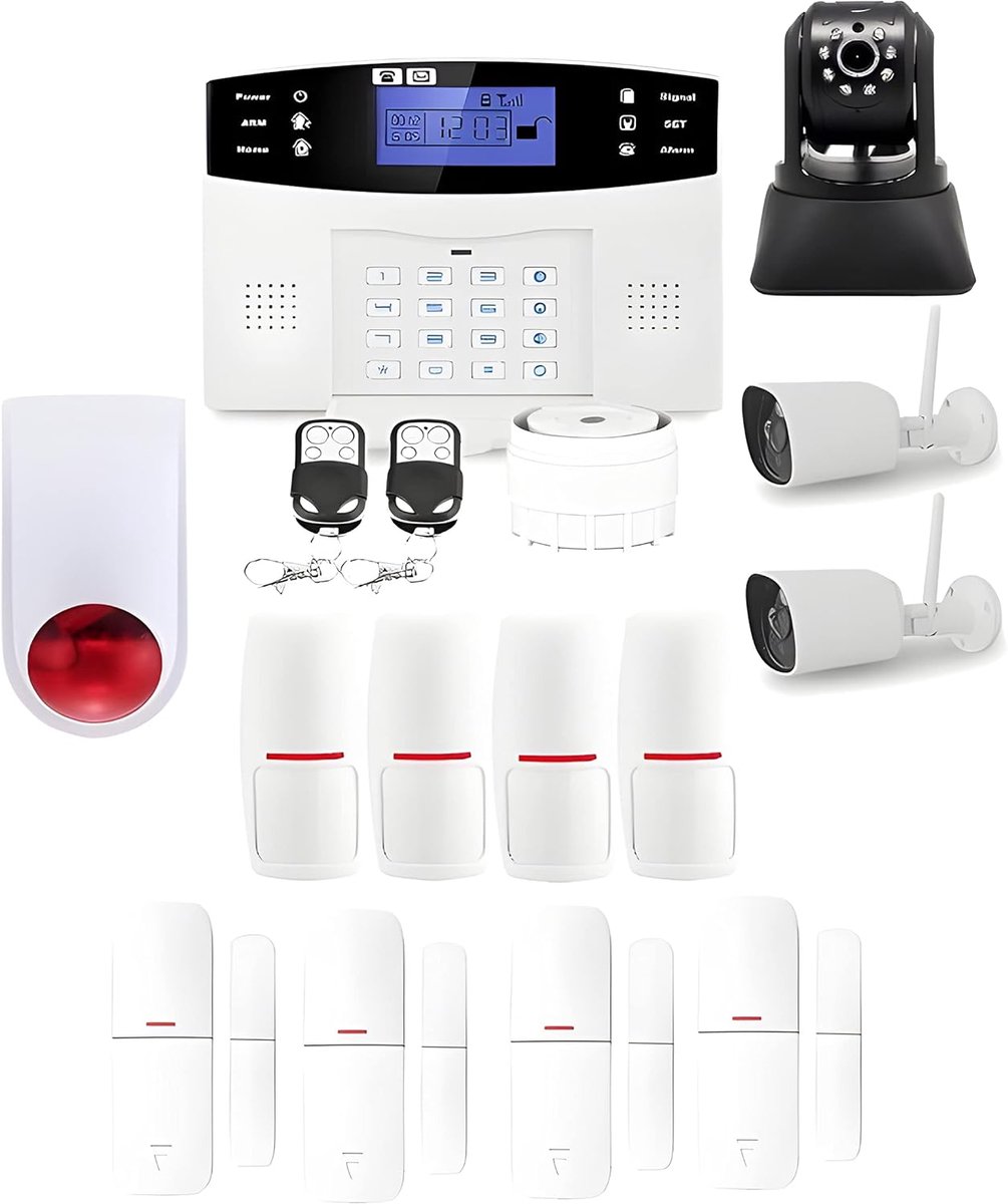 SnelShoppen - Draadloos Thuis Alarm GSM met 3 WiFi Camera's - IP3 Beveiligingssysteem - Slimme Beveiliging voor Huis, Appartement - 24/7 Veiligheid zo