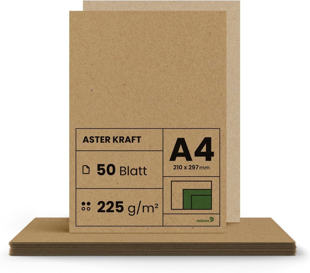 Thijox - 50x Kraftpapier A4 225g DIN 210x297mm - Bruin Kraftkarton voor Knutselen, Vintage Bruiloft, Natuurbruin Recycling Papier