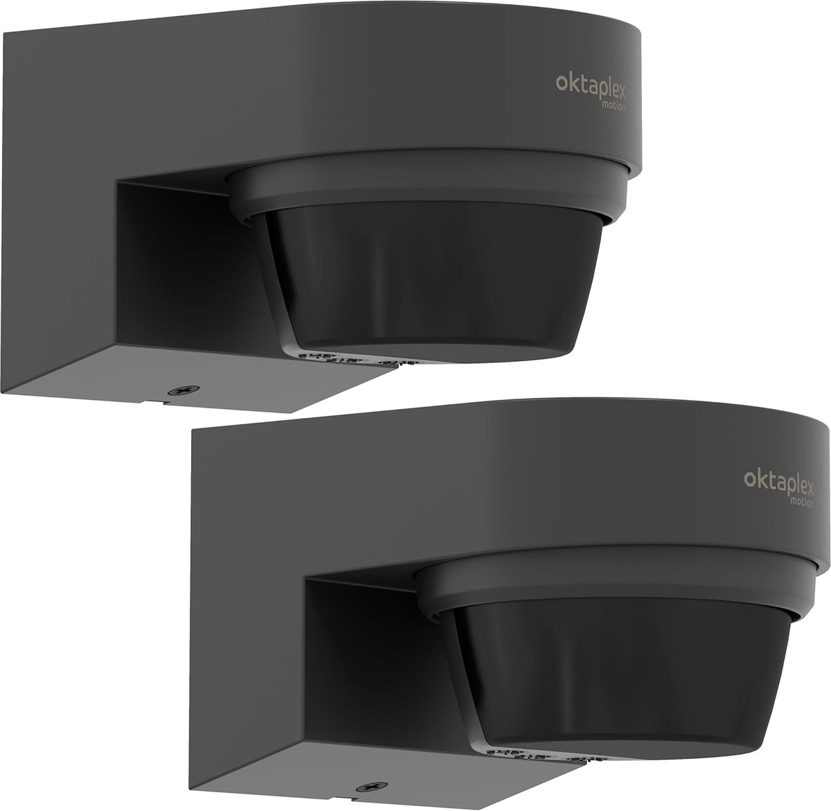SnelShoppen - Set van 2 Buiten Bewegingssensoren, 12m Bereik, 240° Detectiehoek, IP65 Waterdicht, Wandmontage, Antraciet voor Tuin en Buitengebruik