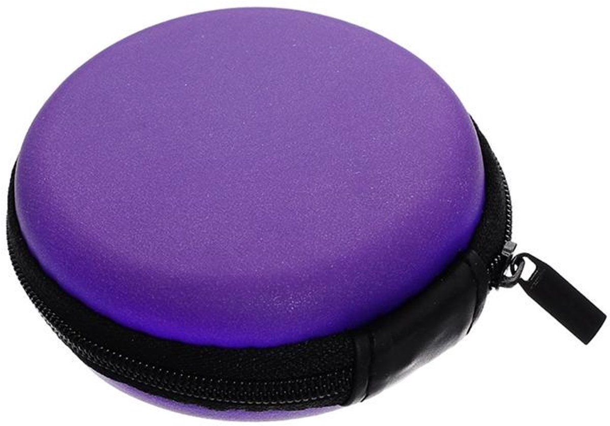 *** Opberg-Doosje - Kabel-Tasje - Etui - Reistasje - Hardcover in stijlvol paars - Organiseer je oortjes - van Heble® ***