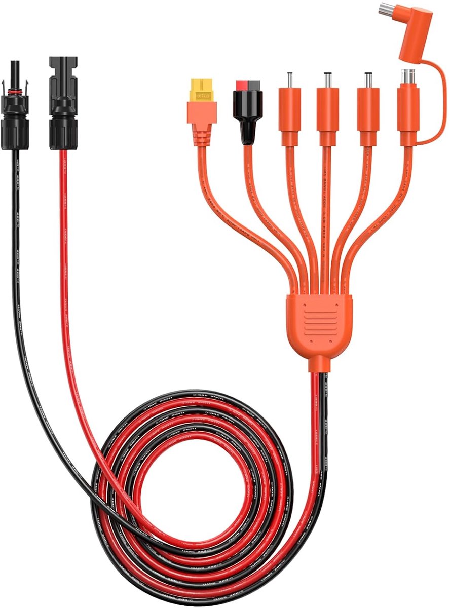 SnelShoppen - Universele Zonne-Generator Oplaadkabel 7-in-1, Zonnepaneel Adapter Kabel voor Zonne Generators en Draagbare Power Stations, Inclusief Di