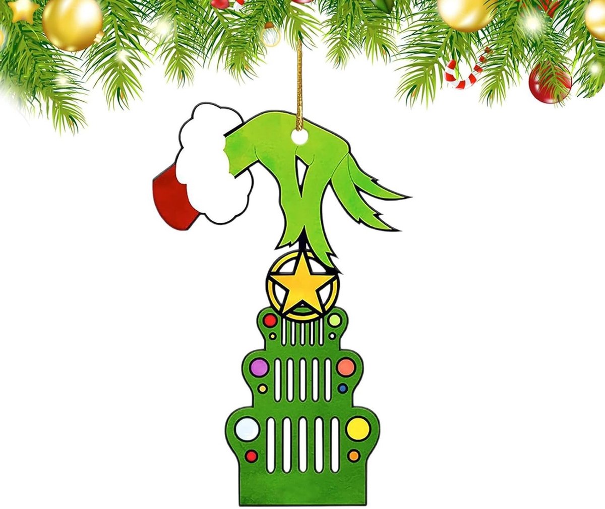 Grappige Kerstboomhanger in Groen en Rood van Acryl voor Unieke Kerstdecoratie en Feestelijke Sfeer