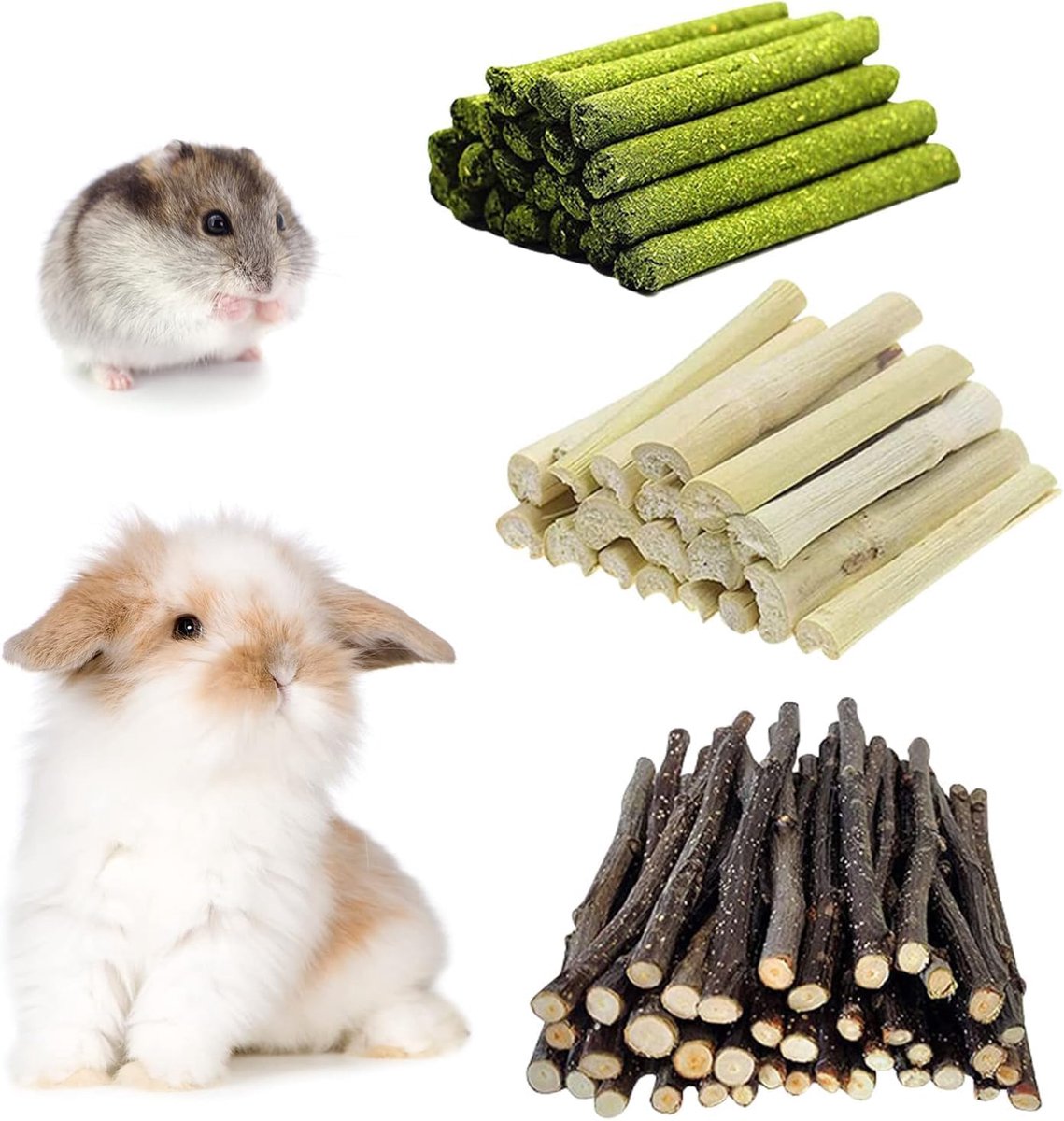 SnelShoppen - Timothy Hay Sticks voor Hamsters, Konijnen, Cavia's en Chinchilla's - Natuurlijke Kauwsnacks, 250g, Voordeelverpakking, Schoon en Gezond