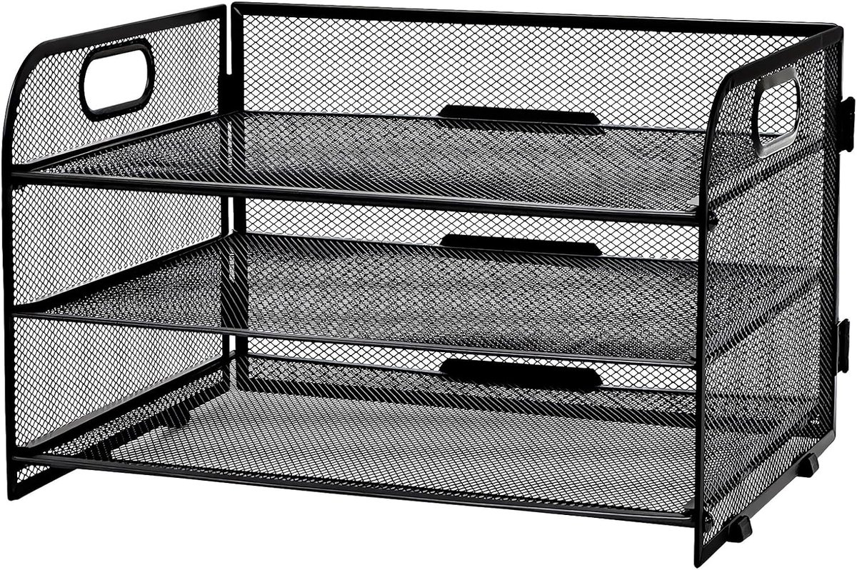 SnelShoppen - Desk Organizer met 3 Vakken, Multifunctionele Bureau Organizer in Modern Design, Ruimtebesparend, Perfect voor Thuiswerk, Kantoor, Schoo