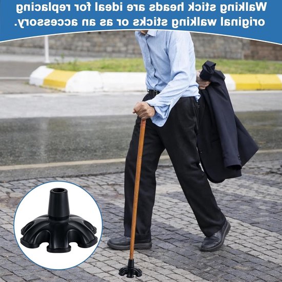Krukken met rubberen voetjes, vervangende beschermdoppen en 6 ondersteuningen voor wandelstokken — afbeelding 4