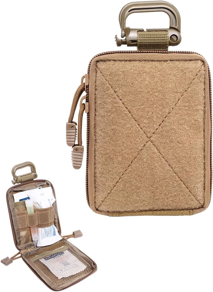 Multifunctionele Molle-tas voor EDC, compact ontwerp met klittenband en ritssluiting, ideale heuptas voor dagelijks gebruik en outdoor activiteiten (zandkleurig)