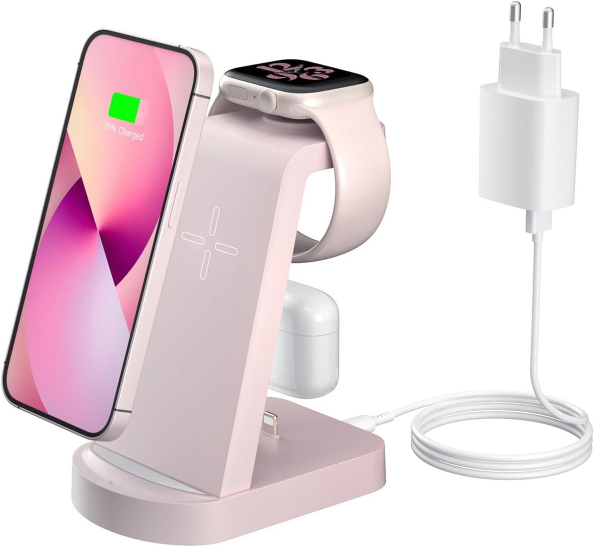 Thijox - Draadloos Laadstation 3 in 1 - Inductieve Draadloze Oplader 18W - Compatibel met iPhone 17/16/15/14/13/12 Pro/Pro Max, Apple Watch Ultra/10/9