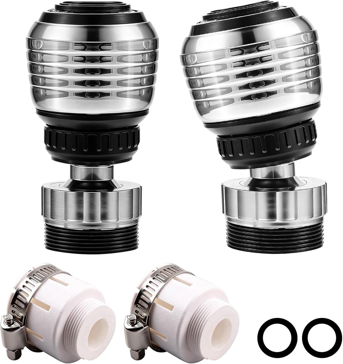 SnelShoppen - 2 Stuks 360° Draaiende Keukenkraan Aerator - Rotatable Water Tap Attachment voor Efficiënte Waterbesparing, Universeel en Eenvoudig te I