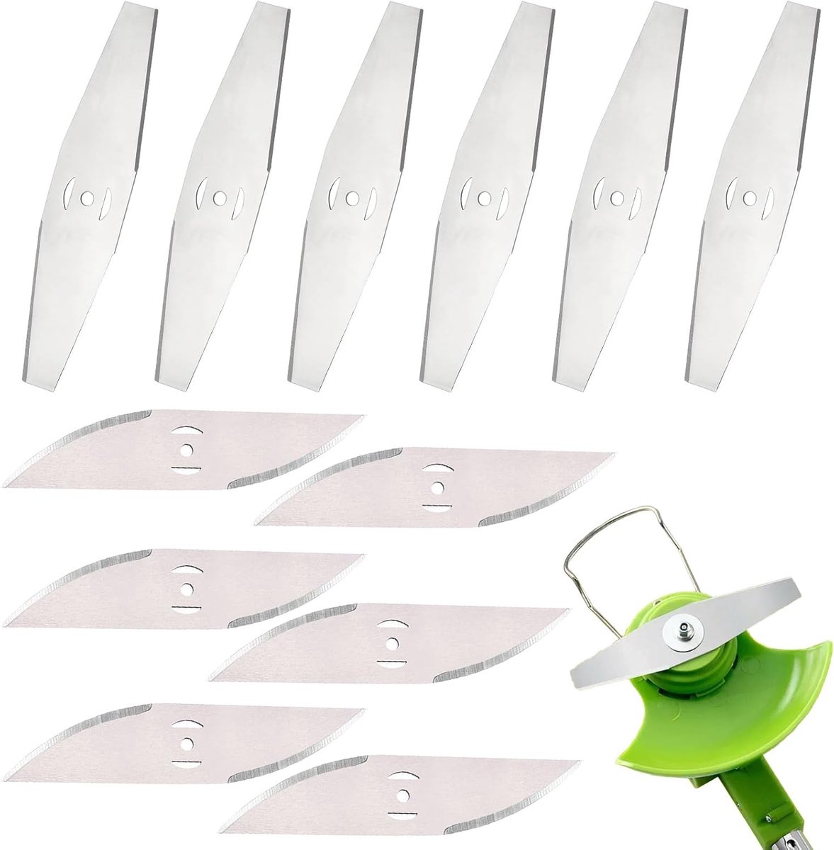 SnelShoppen - Pack van 12 Metaal Grasmaaier Messen - 6 x Diamant Messen + 6 x Sikkel Messen, Vervangingsbladen voor Grasmaaiers, Tuinaccessoires, Hoog