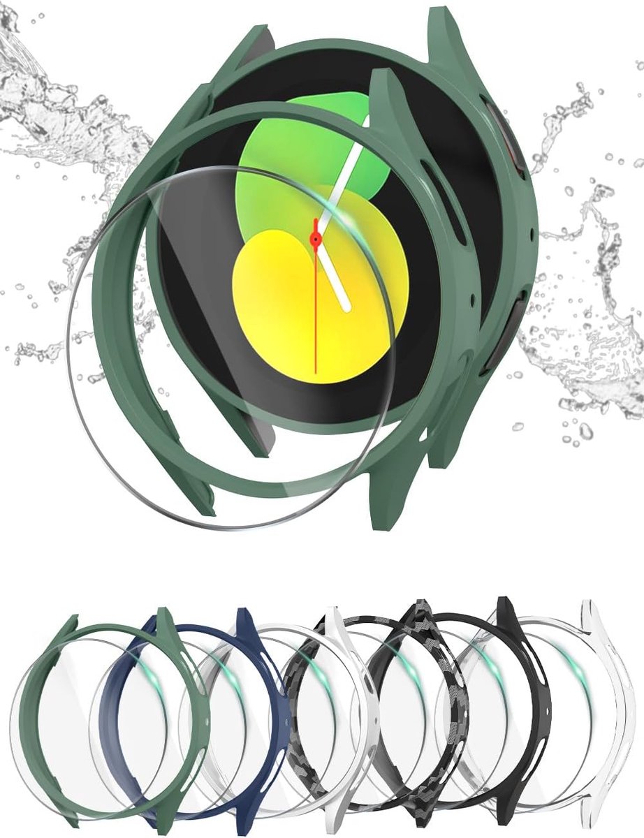 SnelShoppen - 6+6 Pack Accessoires Compatibel met Smartwatch 40mm - Screen Protector Case + HD Ultra-dun Tempered Film voor Galaxy Watch 5/4/FE - Besc