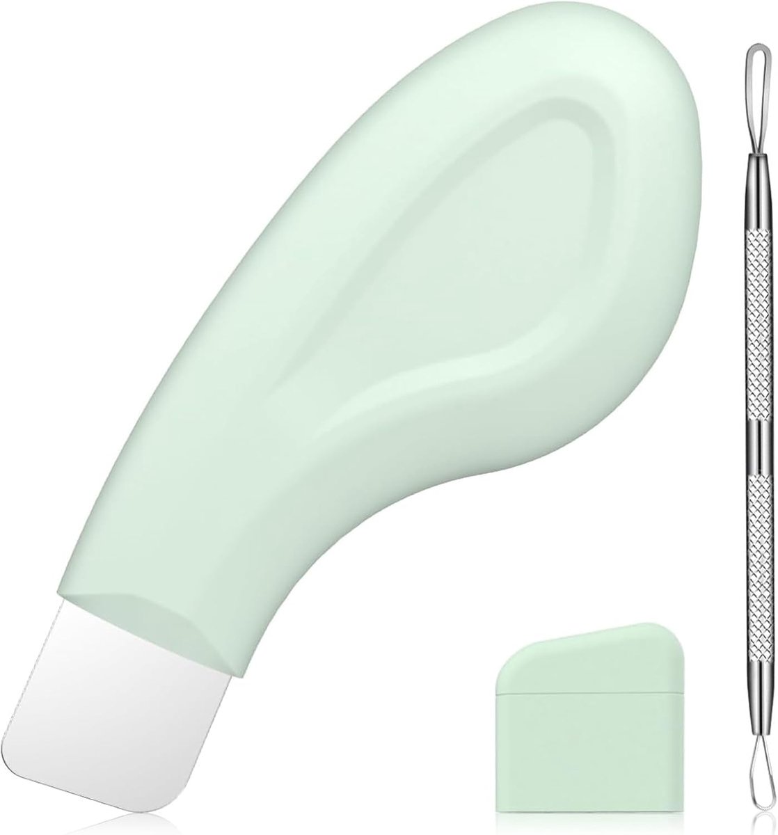 SnelShoppen - 2-delige Blackhead Remover Set - Zwarte Hoofden Verwijderaar - Silicone Spatel en Acne Naald - Voor Thuisgebruik - Effectieve Gezichtsre