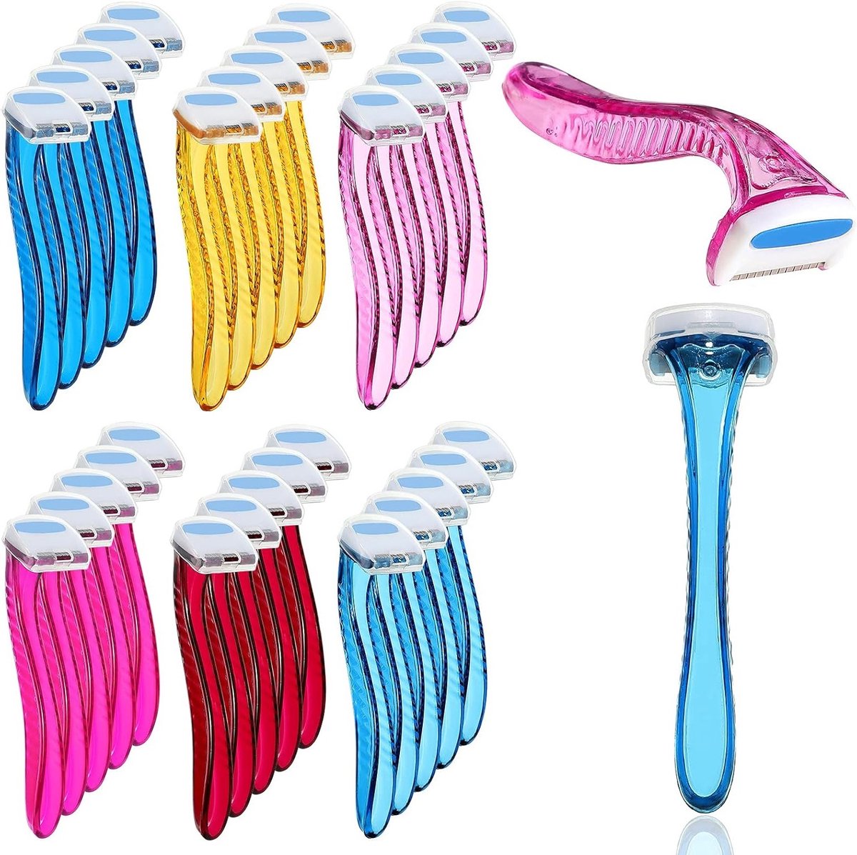 30 Stuks T-type Scheermesjes voor Bikinilijn en Lichaam - Perfect voor Vrouwen, Armpit en Schoonheidstrimmer in Diverse Kleuren