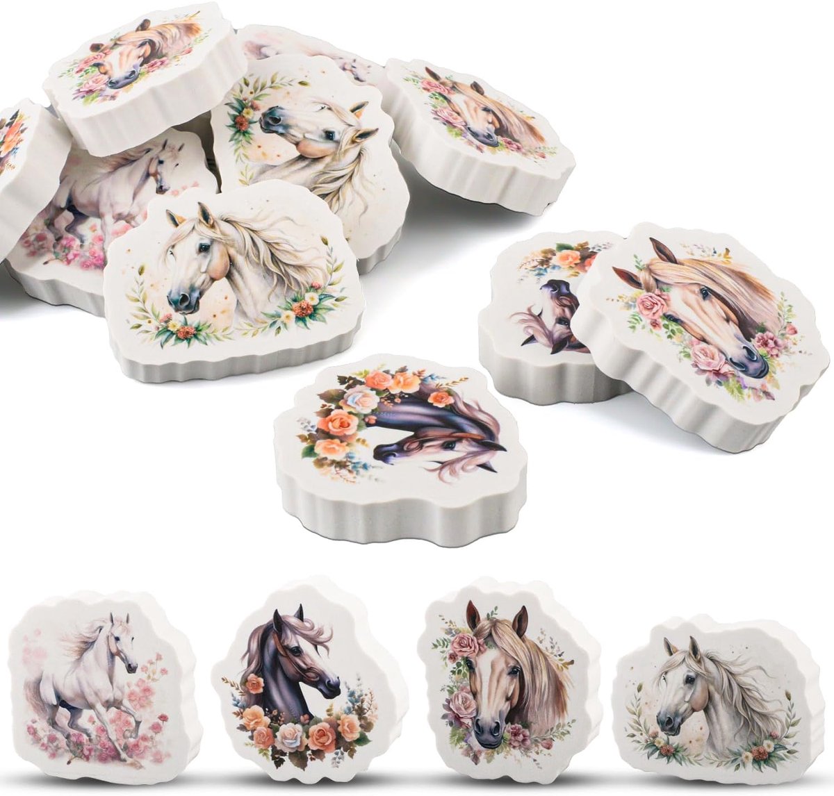 Thijox - 12 Paardengummen 4-5 cm - Paardengum voor Kinderen - Pony Decoratie - Verjaardag Cadeautje voor Scholen - Kindervriendelijk - Meisjes