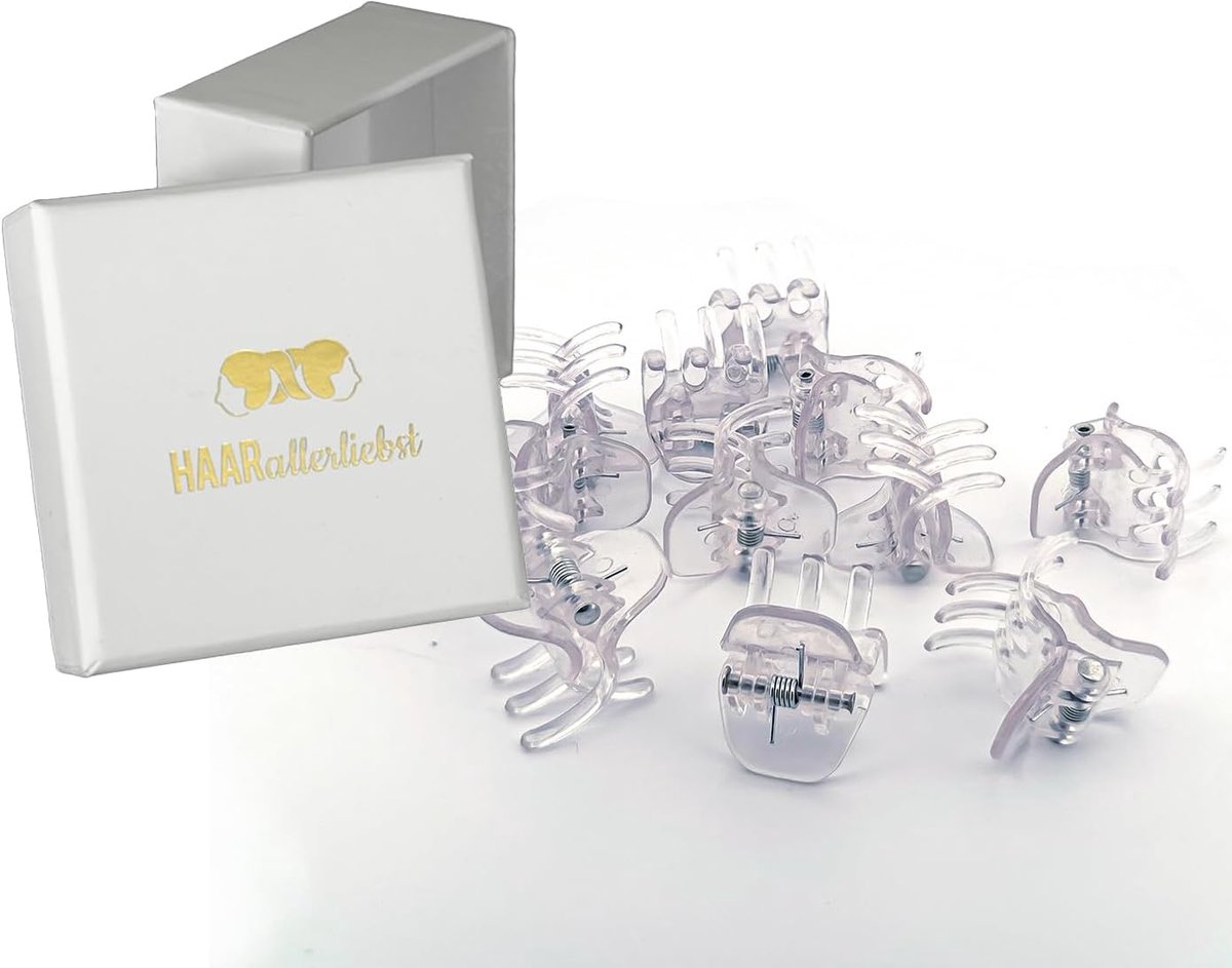 Thijox - Mini Haarklemmen voor Dames, 12 Transparante Haarspelden, Kleine Haarklemmen voor Feestelijke Kapsels, Dagelijks Gebruik, Comfortabel en Func