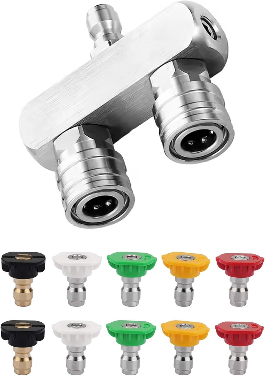 SnelShoppen - High Pressure Washer Dual Turbo Nozzle 5000 PSI met 10 Spray Tips - Quick Connect Adapter voor Effectieve Reinigen van Tuin, Auto, en Te