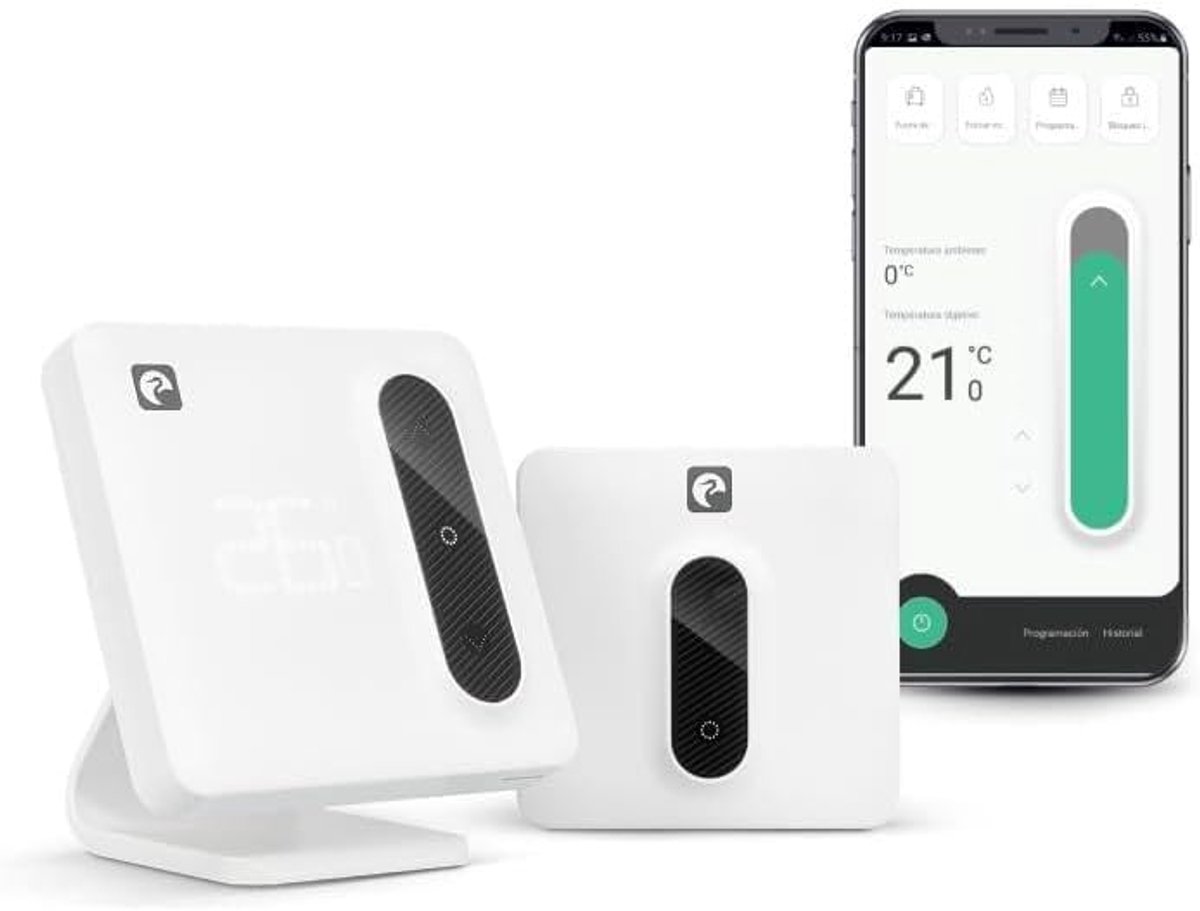 SnelShoppen - Smart Wi-Fi Thermostat voor Radiatoren en Verwarmingen met Adapter, Verbruiksmeting, Touch Control, Open Raamdetectie, App en Spraakbedi