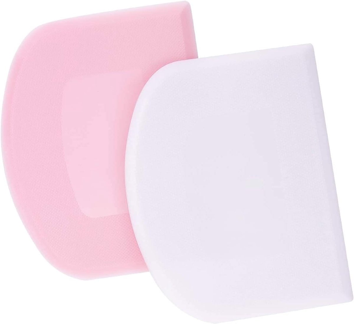 SnelShoppen - 2Pcs Deegschraper Plastic 12x9.5cm - Deeg Spatel, Taart Decoratie, Bakbenodigdheden, Keuken Gereedschap (Roze, Wit)