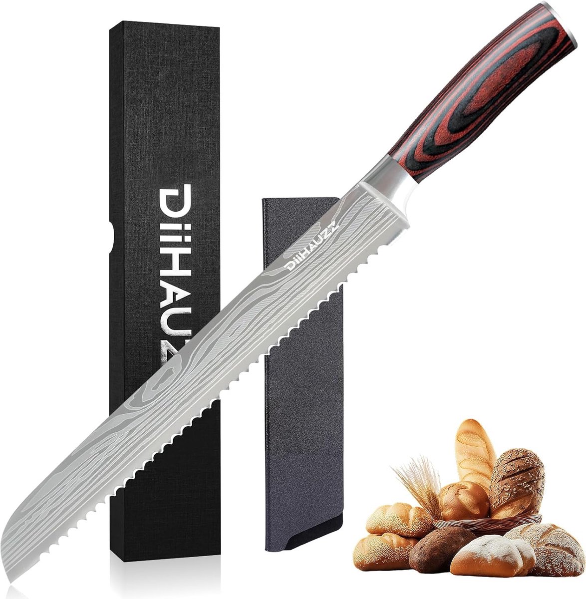 SnelShoppen - Sharp broodmes 20 cm met golfbladen, ideaal voor vers brood, taarten en gebak, RVS, ergonomisch handvat, keukenaccessoires voor elke kok