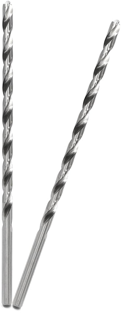 SnelShoppen - 200 mm x 7 mm HSS Spiralen Houtboor Bitset - 2 Stuks Extra Lange Boor voor Hout, Aluminium en Kunststof - Snelle Twist Boor - Zilver