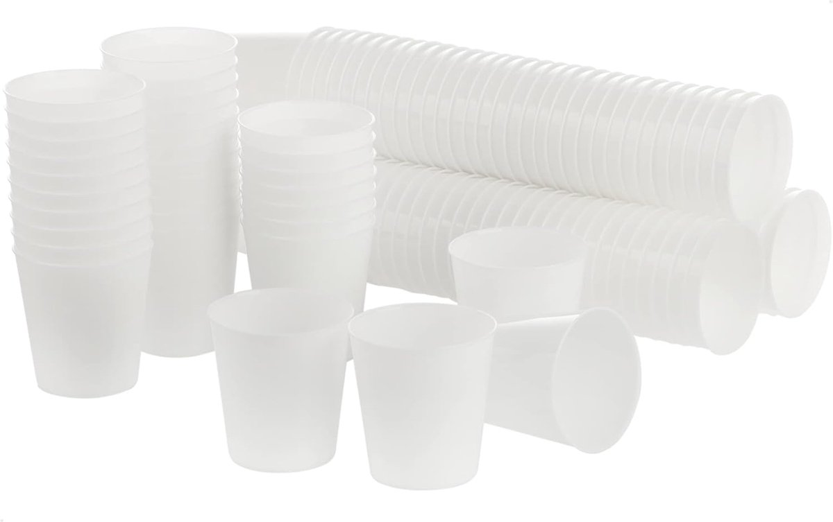 SnelShoppen - 120x Herbruikbare Shot Cups - Witte Shotglazen voor Feesten, Camping, BBQ en Meer - Vaatwasmachinebestendig - Perfect voor Bruiloften en