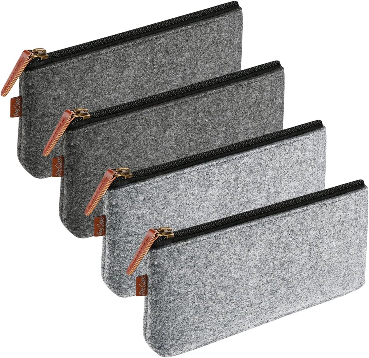 Thijox - Set van 4 Vilten Etui's 21x11 cm, Multifunctionele Make-uptas met Ritssluiting, Kantoor en Schoolaccessoires, Licht Waterdicht Wolvilt, Perfe