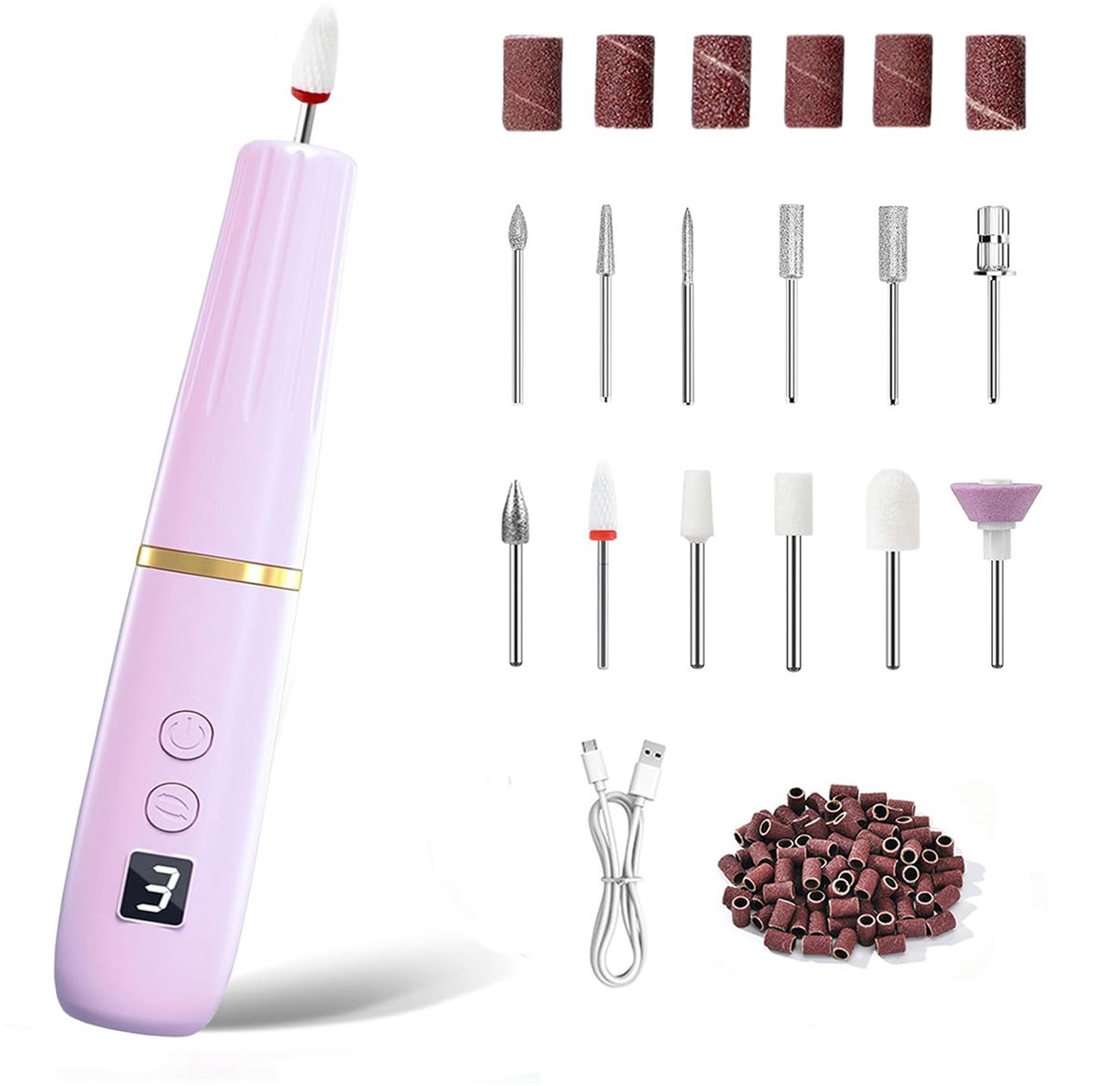 KZQ Draadloze professionele nagelboor voor acryl gel en dip - Oplaadbare manicure en pedicure set voor thuis en salon - Paars