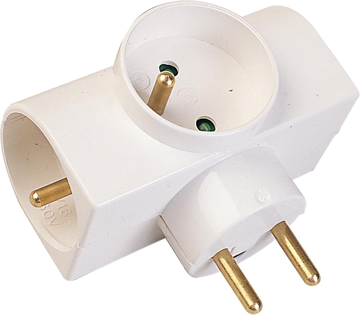 SnelShoppen - Triple Power Strip 3 Sockets 16A met Aarde en Kindveilige Beveiliging voor Thuis, Camping, Tuin en Keuken
