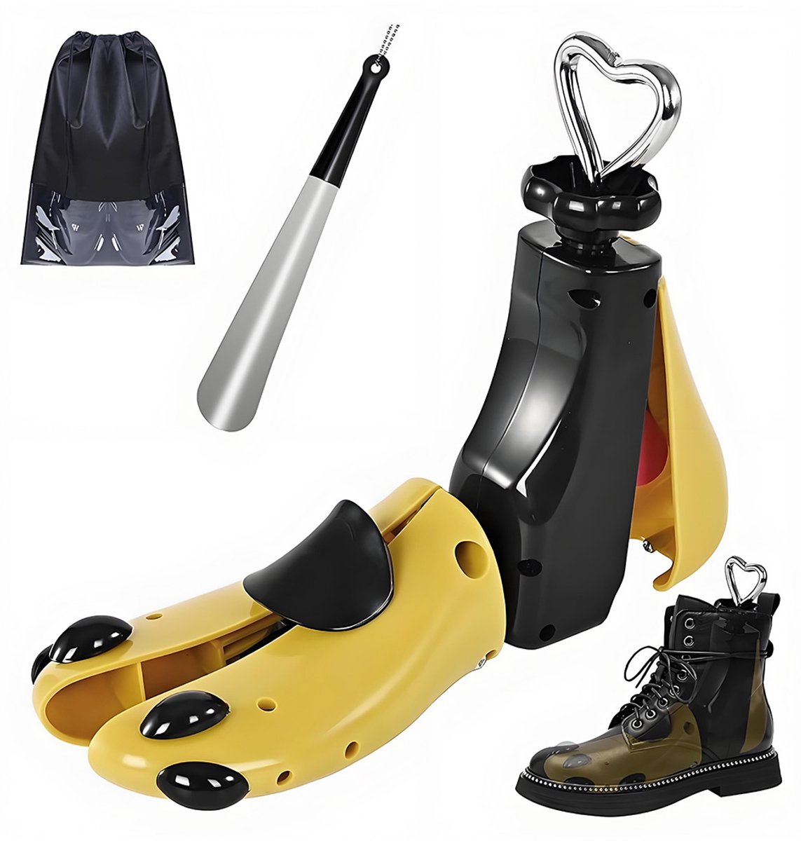 Schoenspanners - Vierweg schoenspanners - Verstelbare schoenspanners - Laarzenspanners - Universele schoenspanners - Opbergruimte - ABS + Metaal + PP materiaal - Unisex - Geel