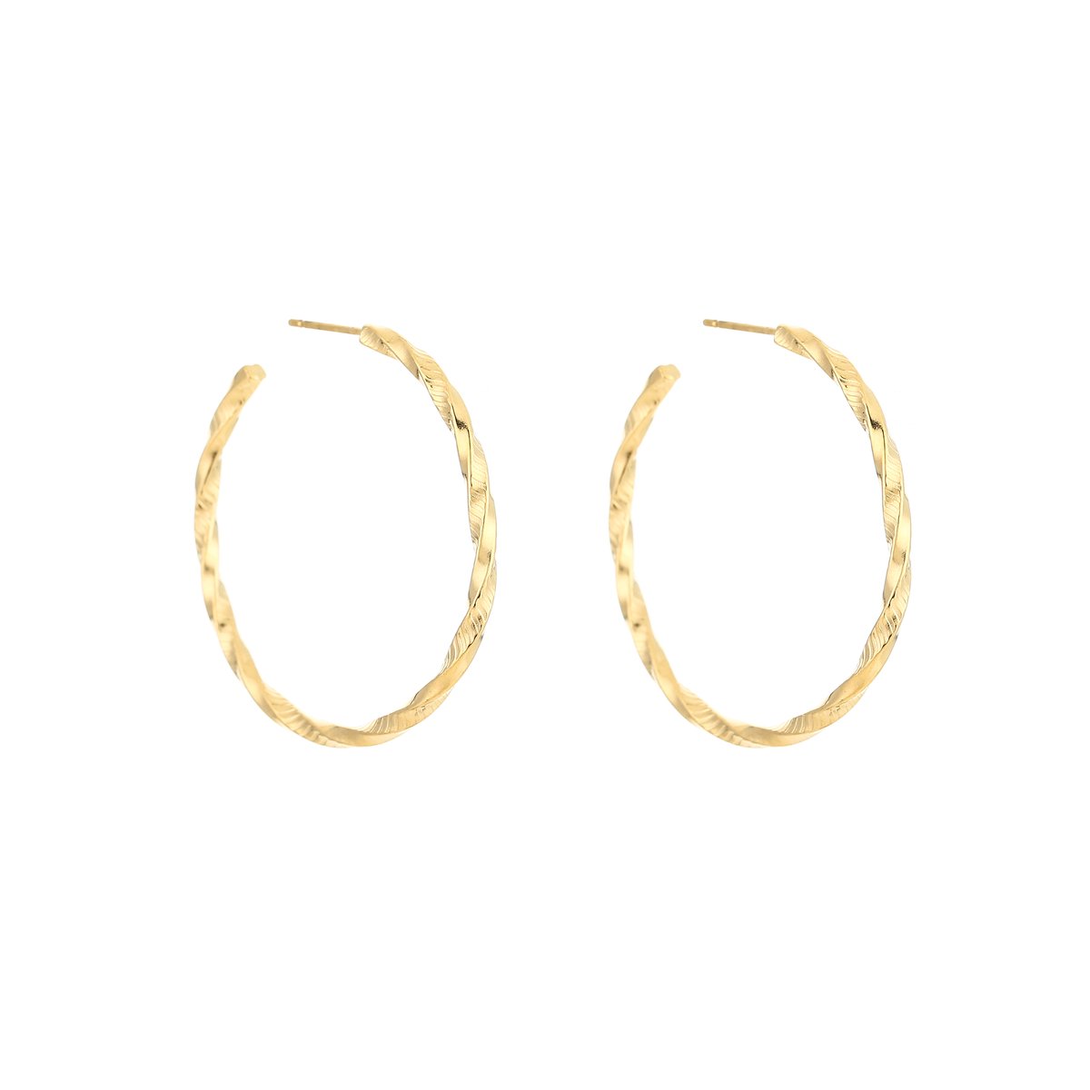 Stainless Steel Gedraaide Oorringen – Elegante Open Oorringen met Structuur - RVS - Goud