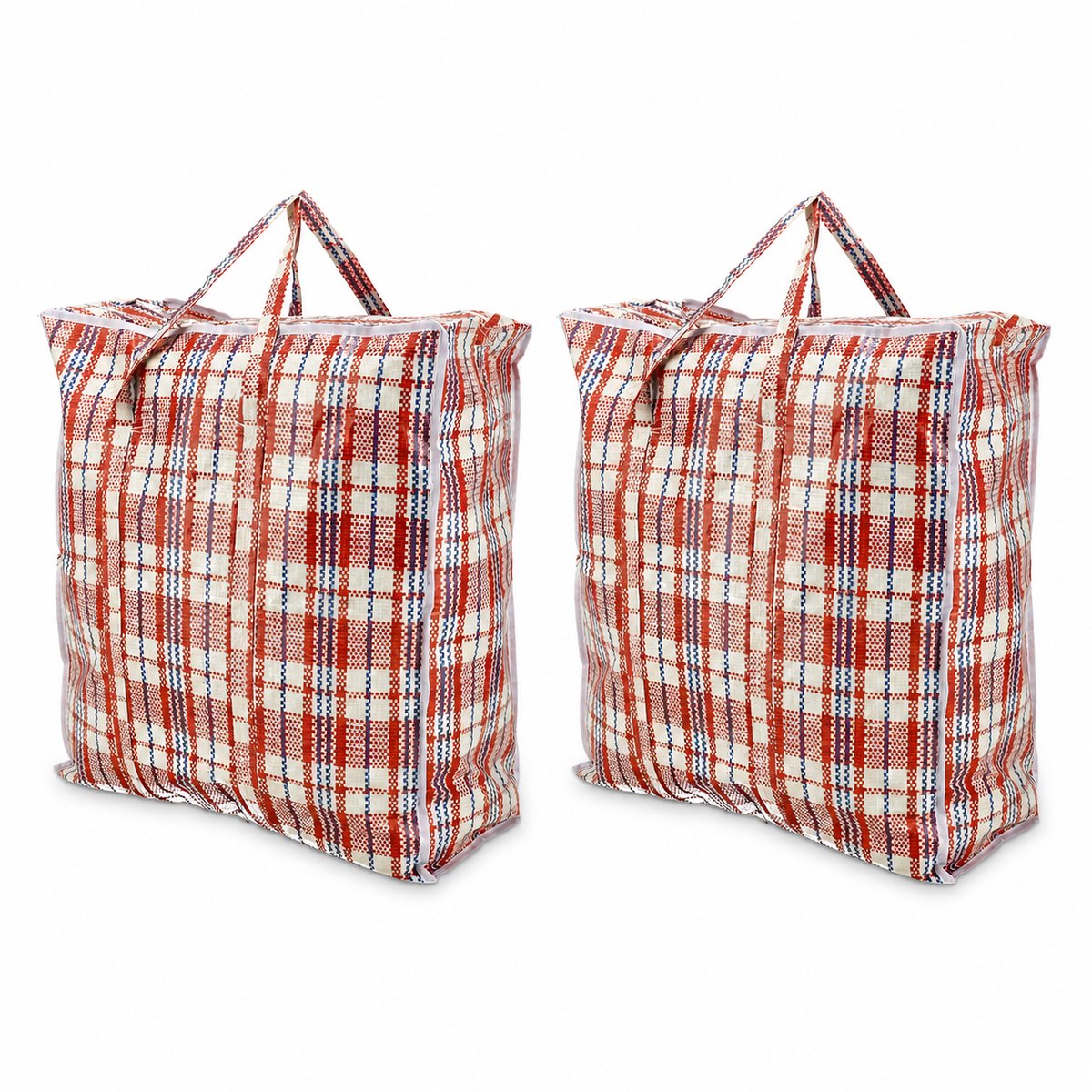 Opbergtas met Rits 45L – 2 Stuks Grote Opbergtassen voor Kleding, Wasgoed en Beddengoed – Big Shopper – Boodschappentas met Rits – Verhuistas – 45 x 50 x 20 cm