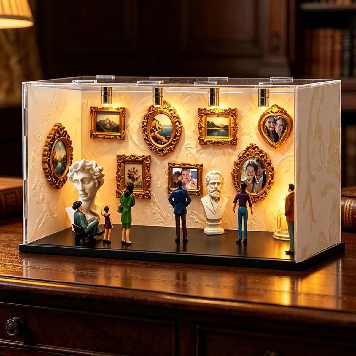 DIY Mini Museum Silhouette Box - Creatieve Herinneringsdisplay Kit met Figuren, Gouden Lijsten en Sculpturen voor Afstuderen en Jubileumcadeau, Perfect als Verjaardagscadeau