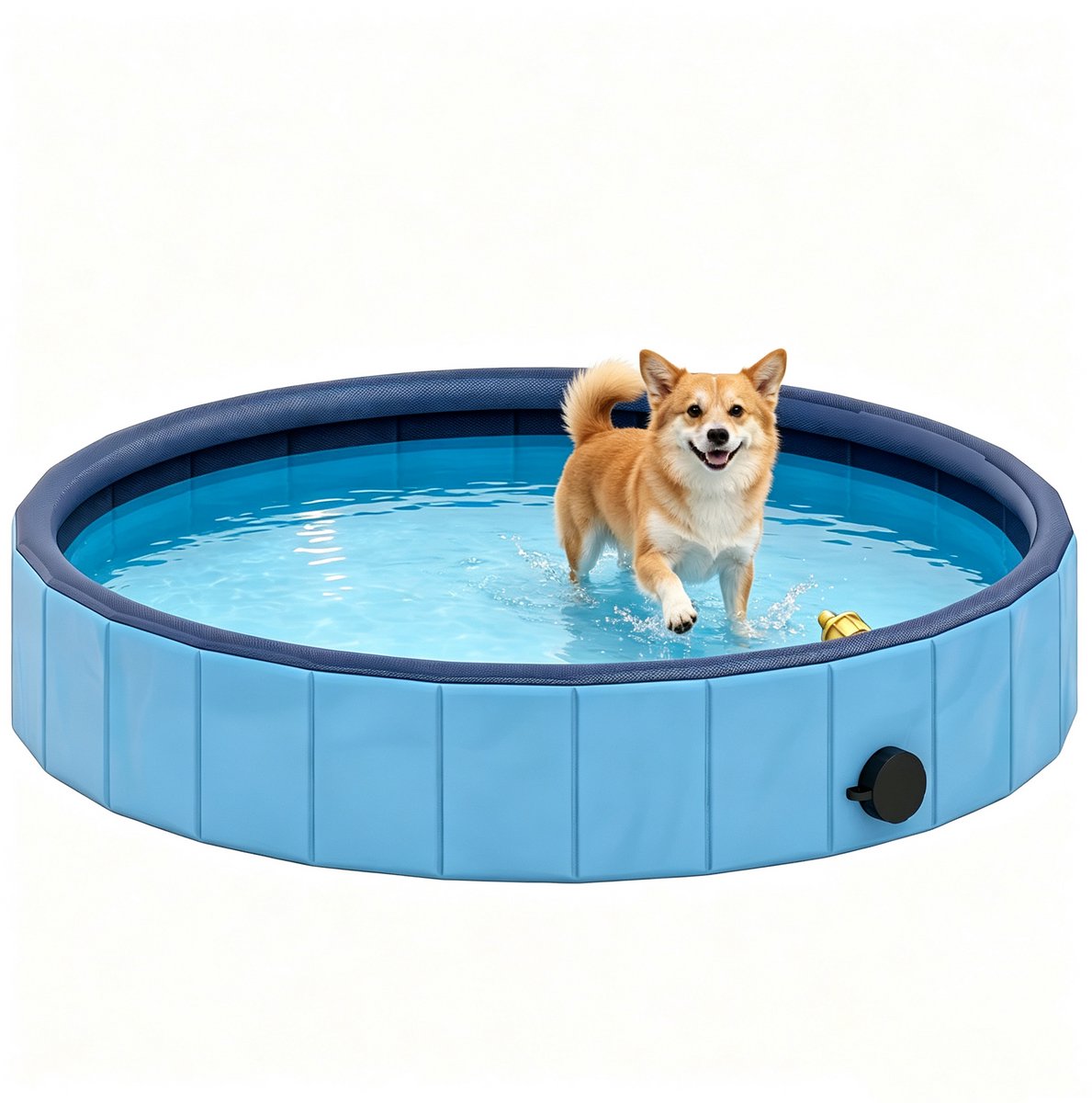 TEKROA® Opvouwbaar Hondenzwembad met Sproeier - Voor Kleine Honden - Anti-Slip PVC Hondenbad - Ø80x20 cm - voor gebruik in de tuin - Lichtblauw