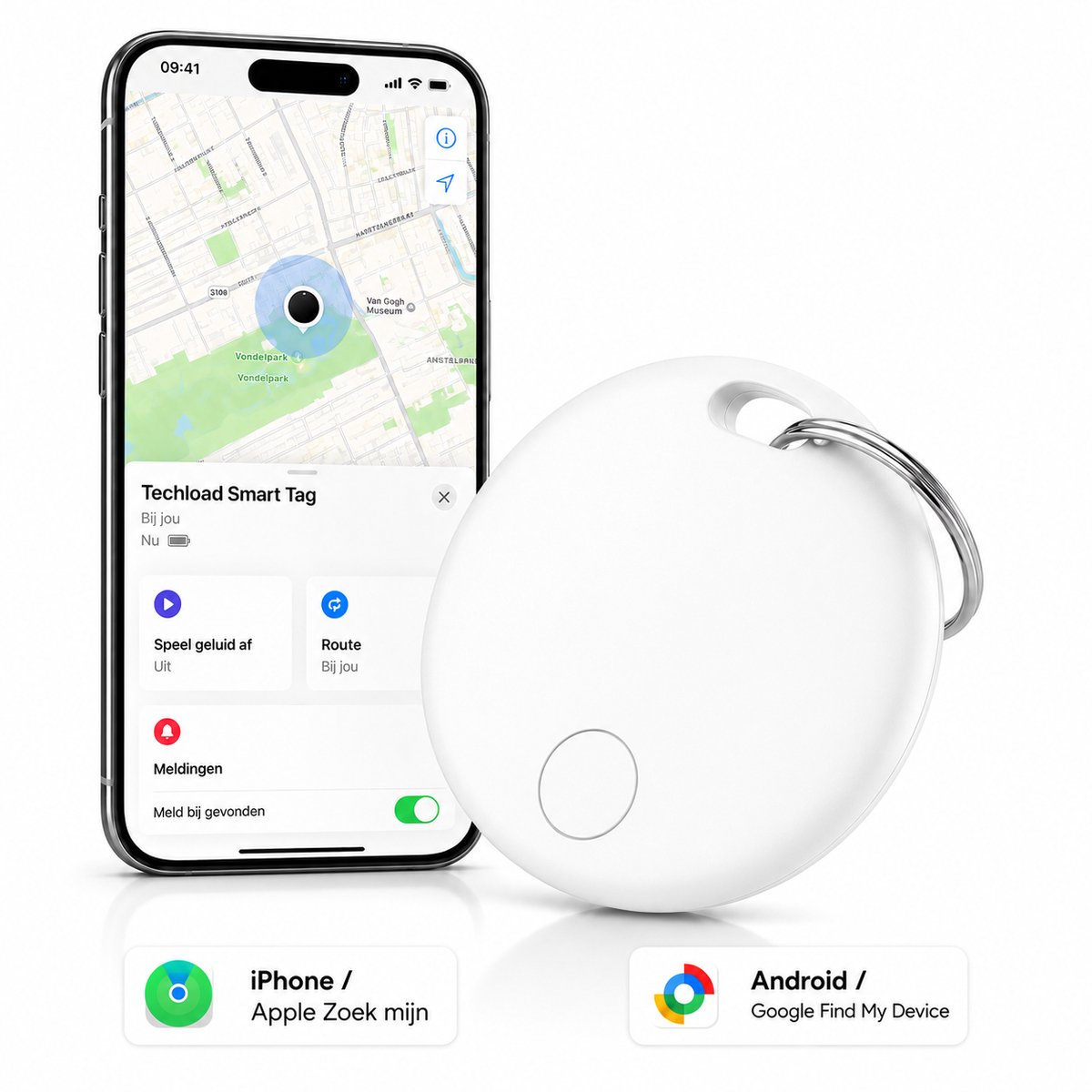 Techload Tracker Android - Google Find My Device en Apple Find My - Wit - 1 Stuk