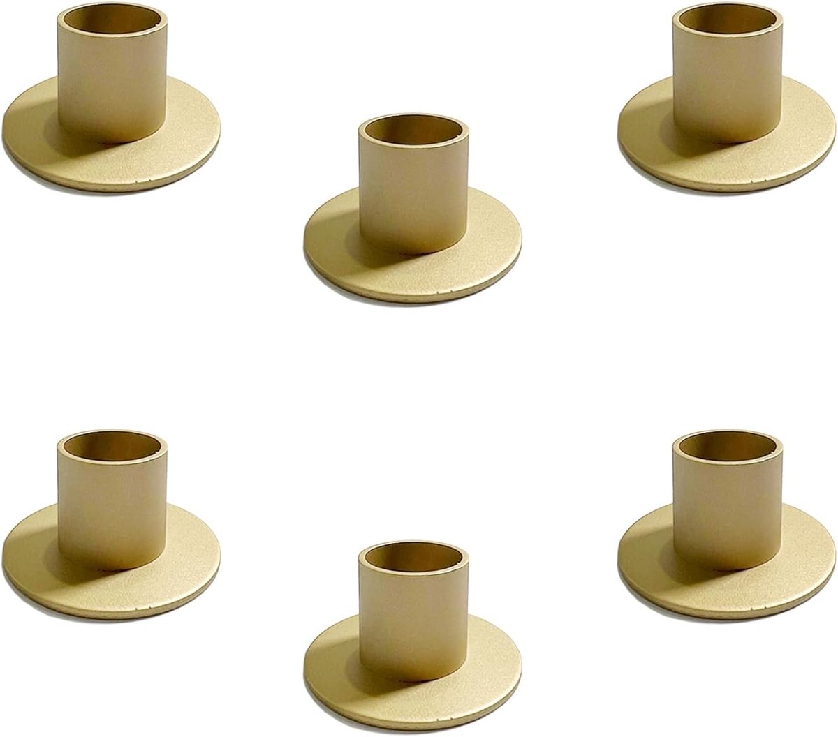 Thijox - 6 Matte Gouden Kaarsenhouders voor Staafkaarsen (Ø 2,2 cm) - Metalen Kaarsenhouders voor Bruiloft, Feest, Kerstmis, Tafeldecoratie en Woonkam