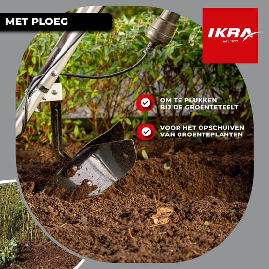 IKRA elektrische tuinfrees IEM 1500, 1.500 W, verstelbare werkbreedte van 32 tot 45 cm met aanaardploeg — afbeelding 4