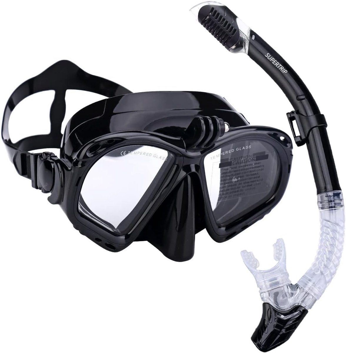 SnelShoppen - Premium Snorkelset Volwassenen - Duikbril met Snorkel en Camerahouder - 100% Waterproof - Ergonomisch Ontwerp - Heldere Visie - Voor Dui