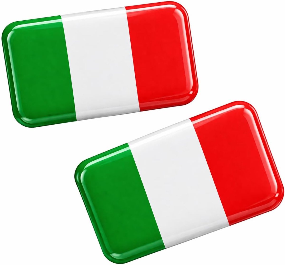SnelShoppen - 3D Landenvlaggen Stickers Set van 2 Mini Embleem Stickers Italië 18x11 mm Waterproof Zelfklevend voor Auto Motor Helm Laptop Mobiele Tel