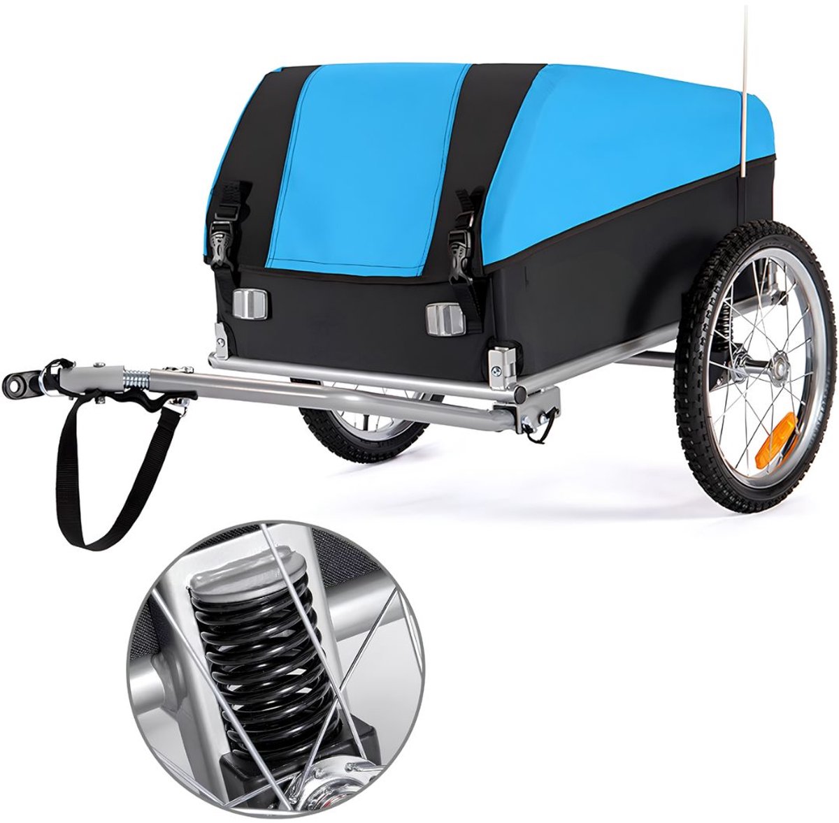 JCP® Fietskar - Fietsaanhanger met Schokdemper - Inklapbare Aanhanger - Blauw - 47cm x 47cm x 69cm