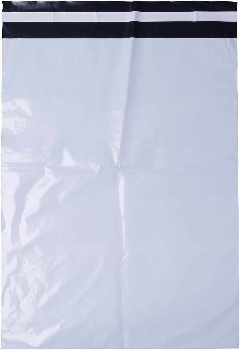 SnelShoppen - 100 Stuks Plastic Verzendzakken LDPE Folie - Blikdicht - 26x35x4 cm - Wit - Robuuste Enveloppen Voor E-commerce Goederenverzending