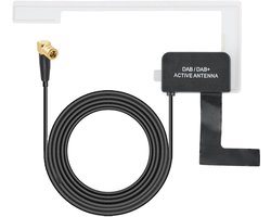 SnelShoppen - Active DAB DAB+ Auto Radio Antenne - Glasmontage Patch Antenne met SMB Adapter voor FM/AM Radio - 3m RG174 Kabel - Zwart