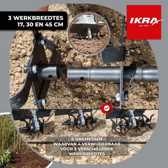 IKRA elektrische tuinfrees FEM 1500, 1.500 W, werkbreedte van 17 tot 45 cm en werkdiepte tot 23 cm van IKRA — afbeelding 3
