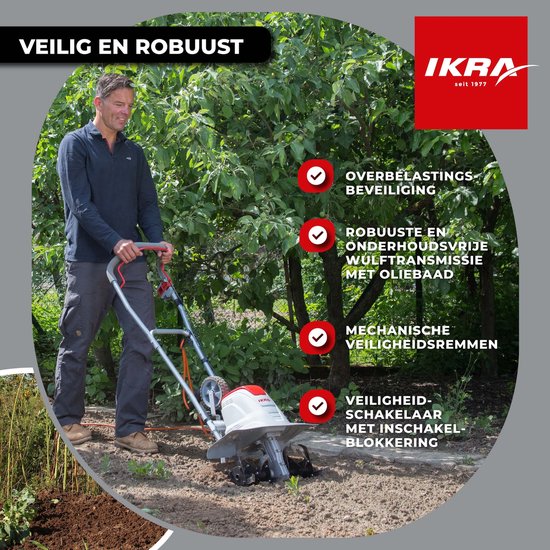 IKRA elektrische tuinfrees FEM 1500, 1.500 W, werkbreedte van 17 tot 45 cm en werkdiepte tot 23 cm van IKRA — afbeelding 4