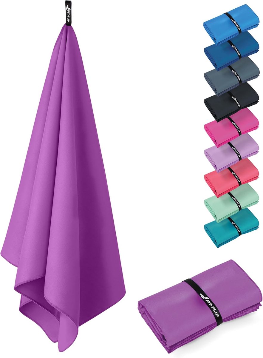SnelShoppen - Fit-Flip Microfibre Handdoek - Compact, Ultralicht & Sneldrogend - Ideale Sporthanddoek, Strandhanddoek & Reishanddoek (100x50cm, Ultra