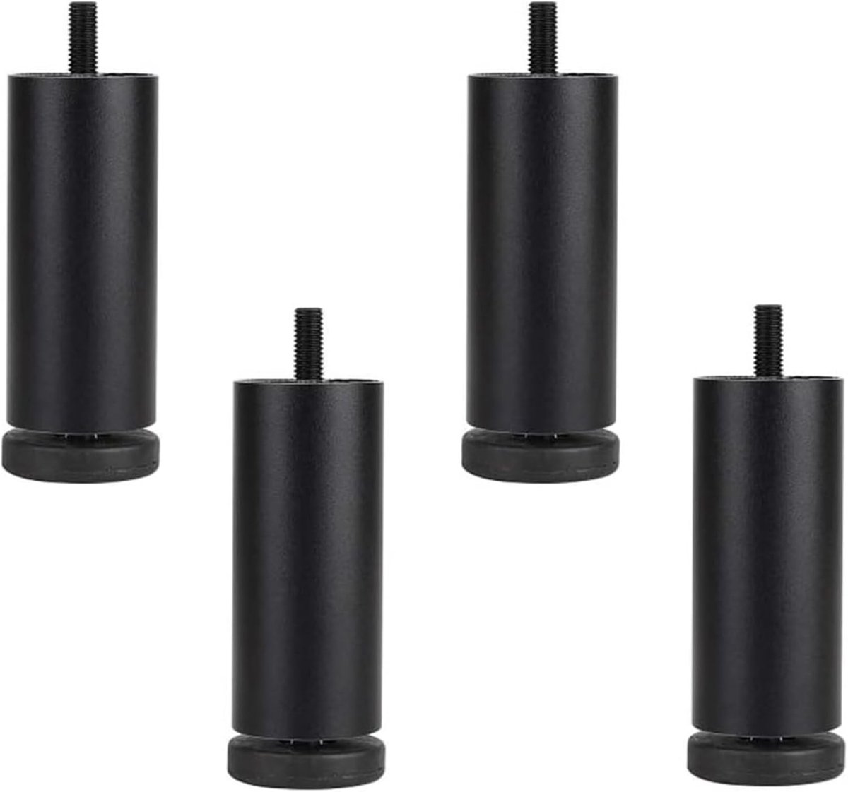 SnelShoppen - 4 stuks Aluminium Bankvoeten, Meubelvoeten met Hoogteregelaar, Vervangende Kast Benen, Zwarte Schoefdraad Meubelpoot M8 - 20cm/7,9 inch